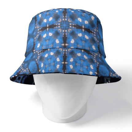 Bucket Hat Reversible Blue Plaid Black Blue Graphic