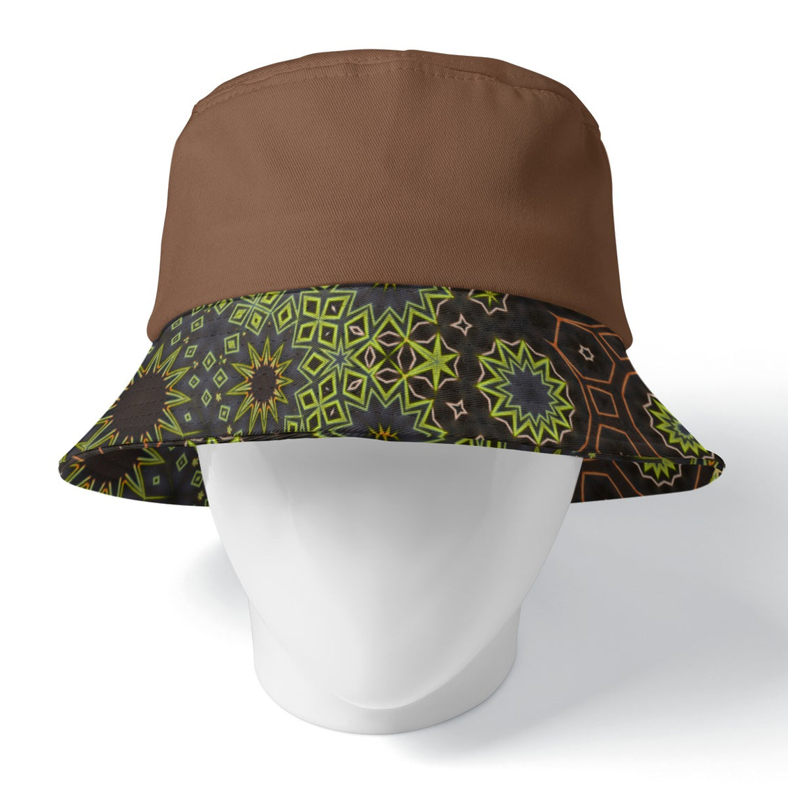 Bucket Hat Reversible Green Leaves Brown