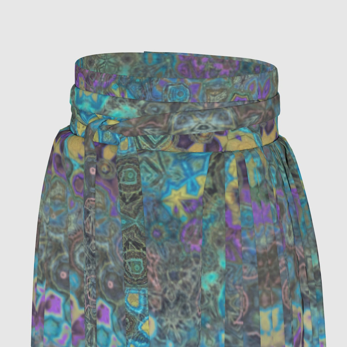 Traditional Chinese Pleated Skirt Peacock Feathers Turquoise Green