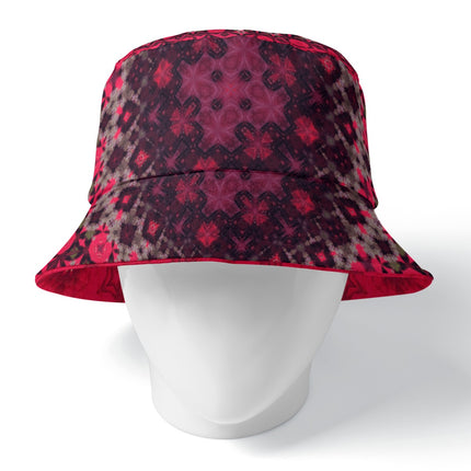 Bucket Hat Reversible Red Hollyhocks