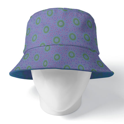 Bucket Hat Reversible Blue Lavendar Green Watercolor Dames Rocket Abstract
