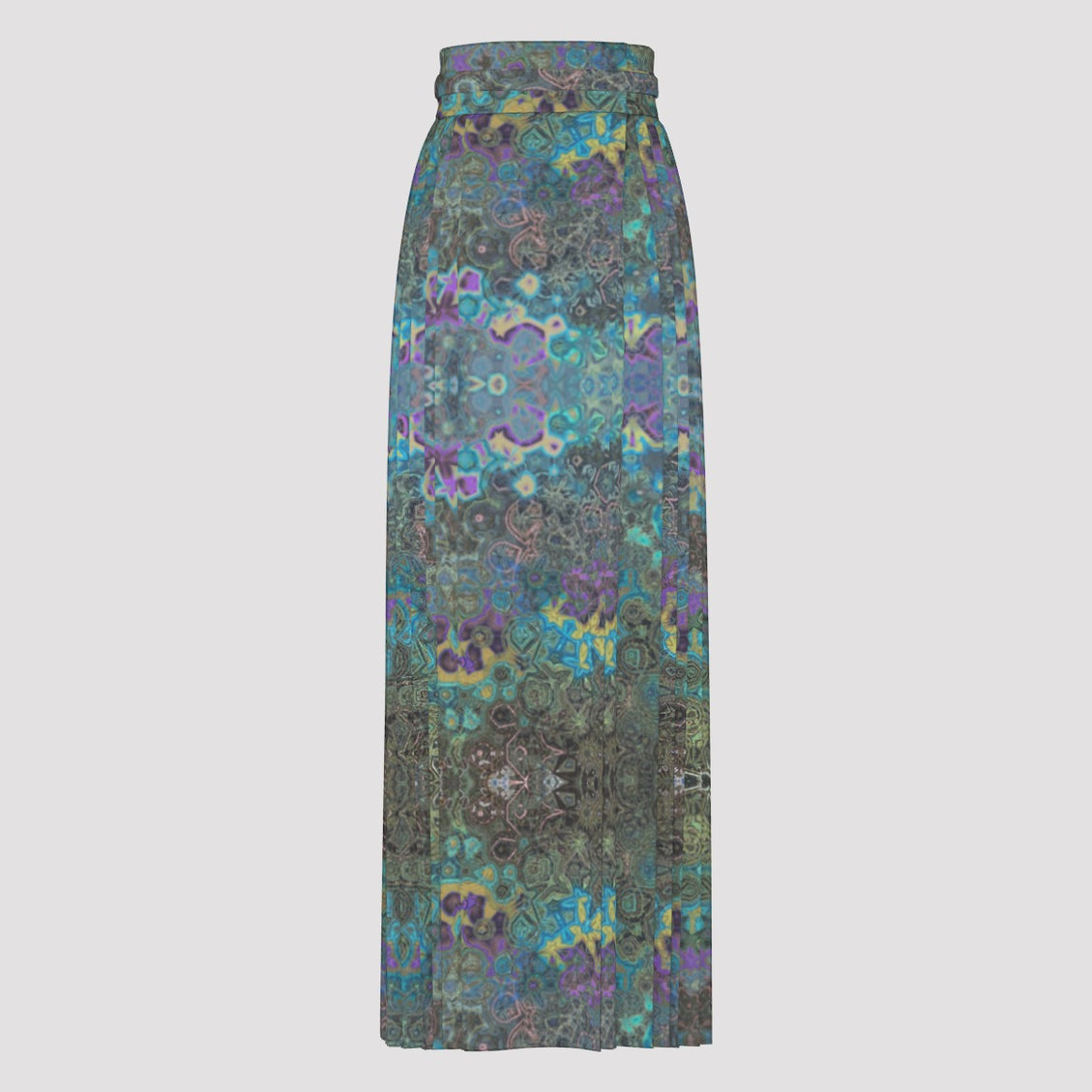 Traditional Chinese Pleated Skirt Peacock Feathers Turquoise Green