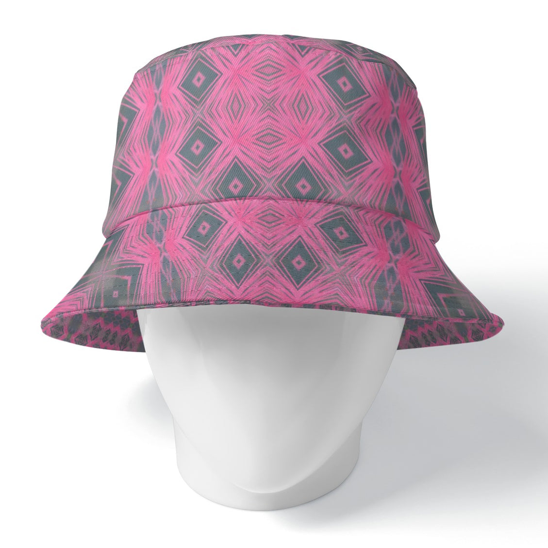 Bucket Hat Reversible Pink Gray Plaid