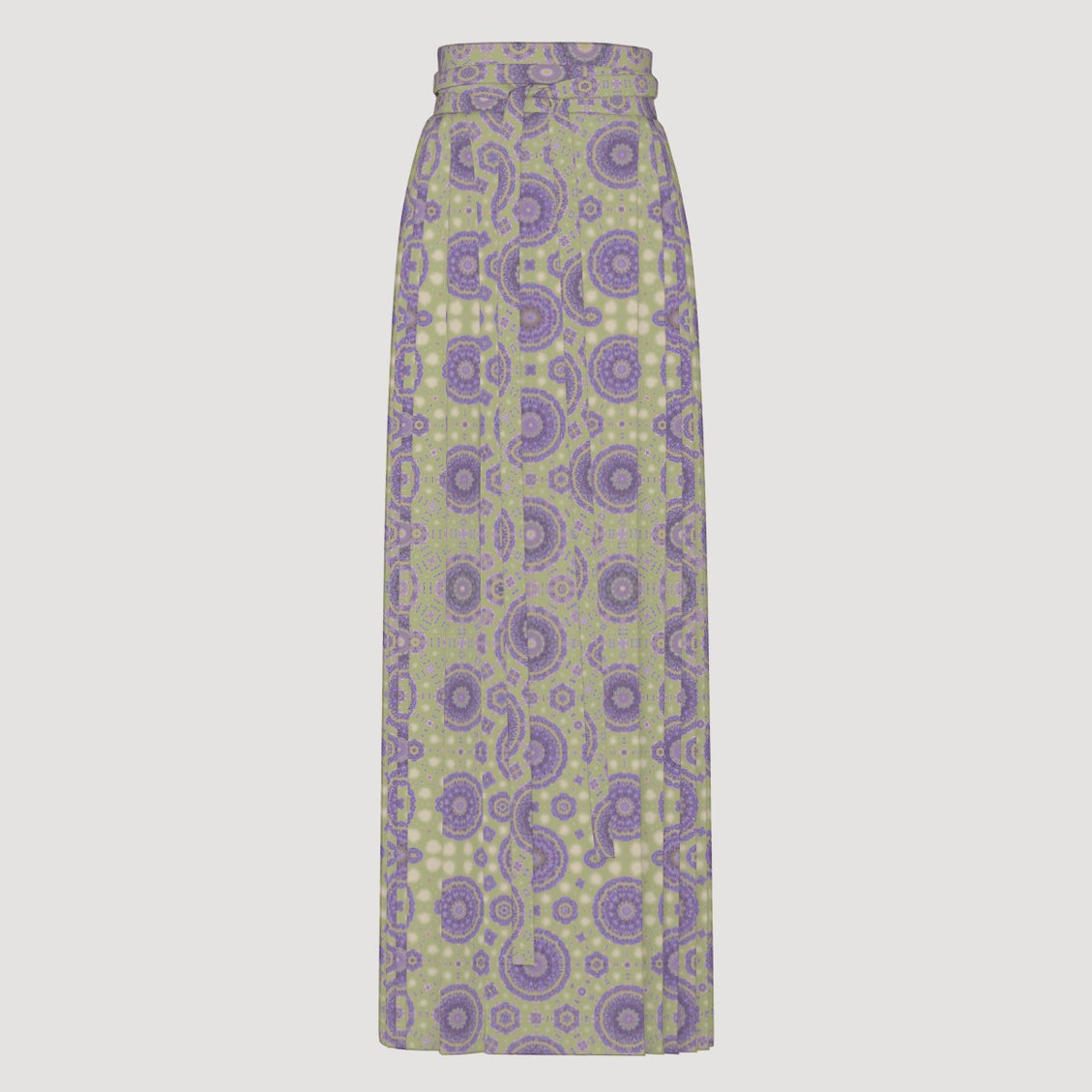 Traditional Chinese Pleated Skirt Purple Sage Geometric