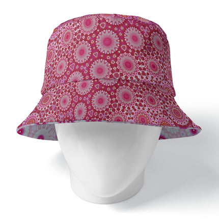 Bucket Hat Reversible Peonies Raspberry Swirl