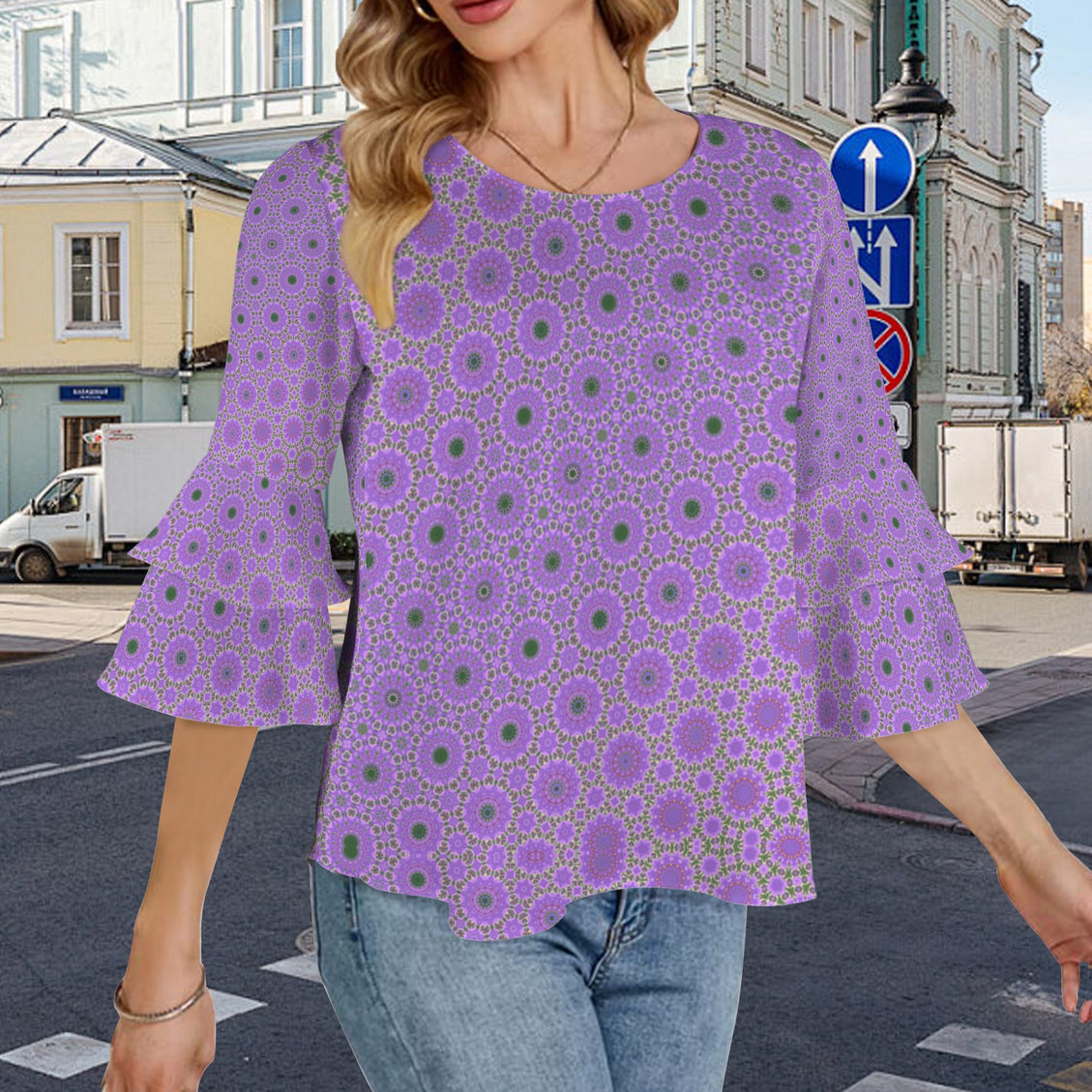 Layered Flare Sleeve Dames Rocket