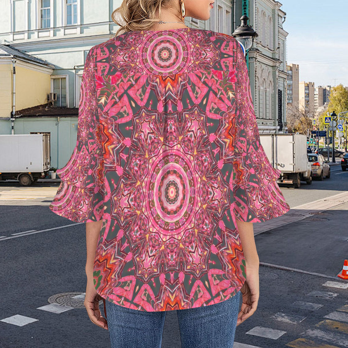 Layered Flare Sleeve Blouse Carnival