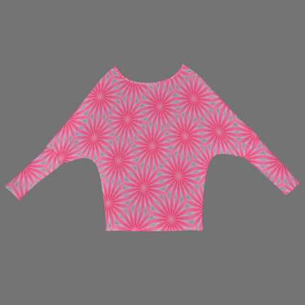Batwing Long Sleeve Sweater Pink Butterfly Balm Swirl
