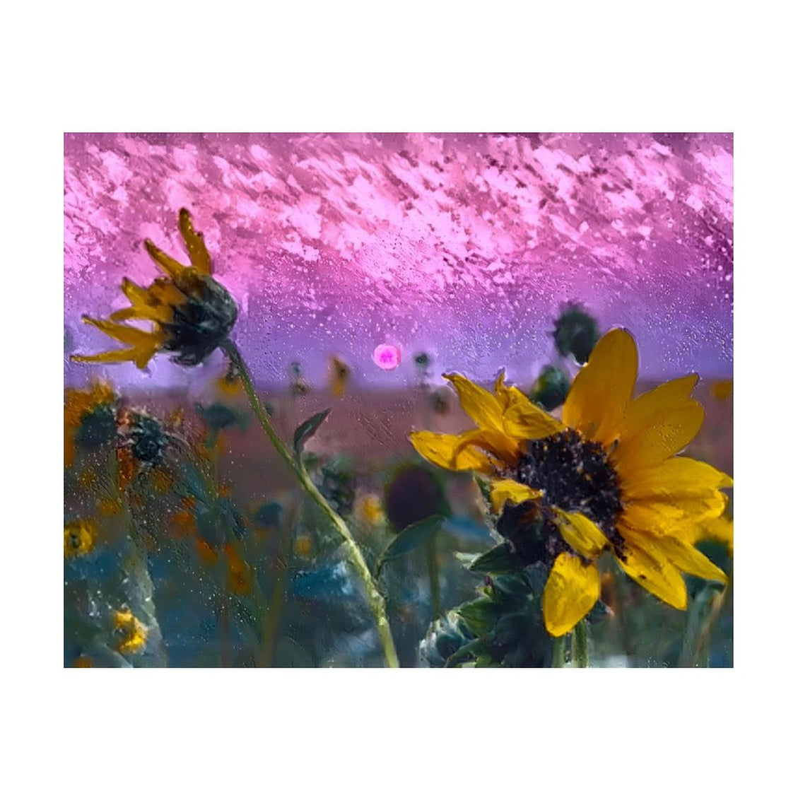Design Diamond Painting 20"×16"(Horizontal) Sunflower Smokey Sunset II