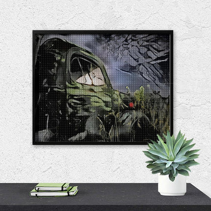 Design Diamond Painting 20"×16"(Horizontal) Old Truck Under the Moon South Dakota