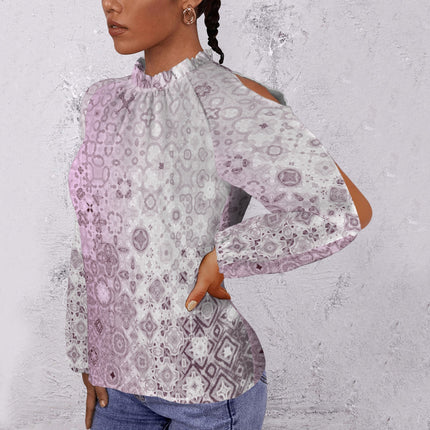 Long Slit Sleeve Blouse Pink Glass Ombre