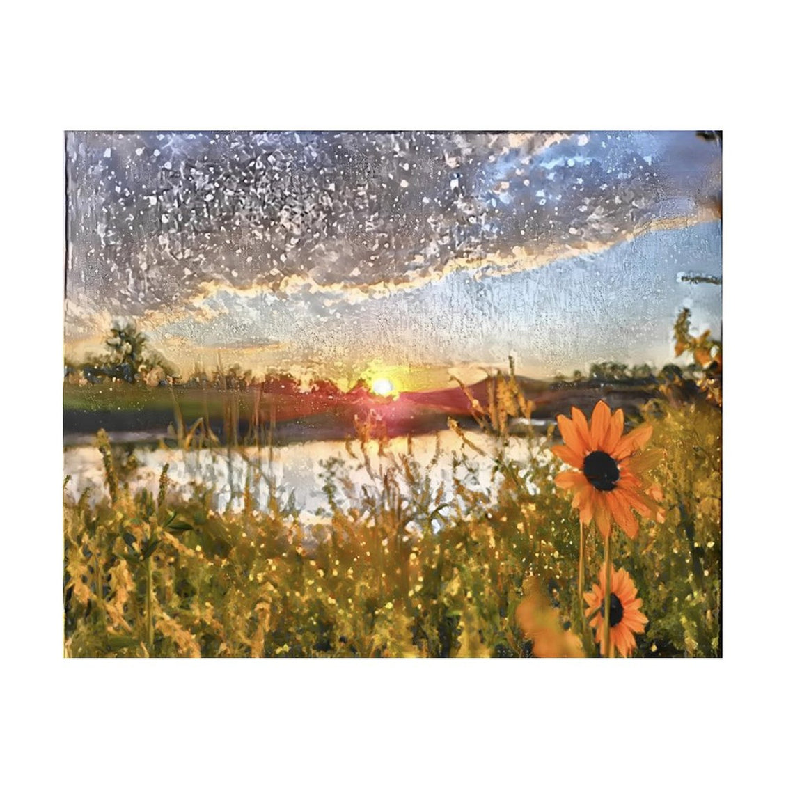 Design Diamond Painting 20"×16"(Horizontal) Sunflowers on the South Grand River