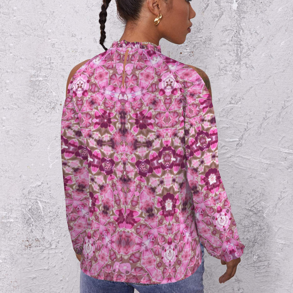 Long Slit Sleeve Blouse Pink Milkweed