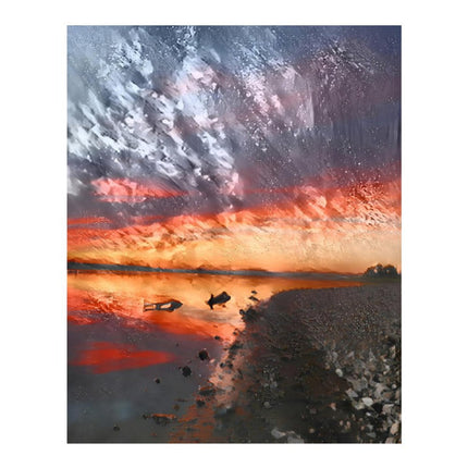 Design Diamond Painting 16"×20"(Vertical) Sunset Shadehill Reservoir