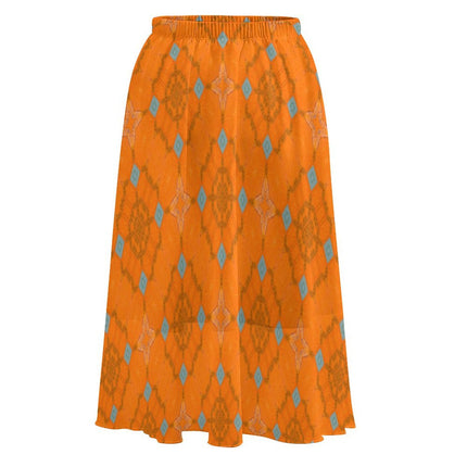 Layered Chiffon Skirt Orange and Blue Butterfly