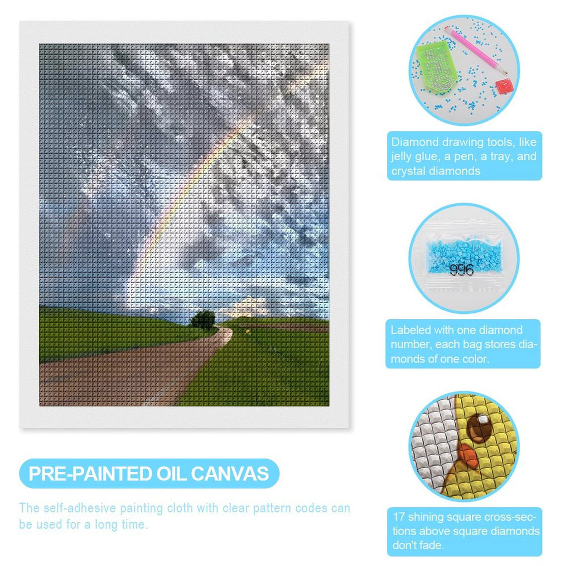 Design Diamond Painting 16"×20"(Vertical) Rainbow