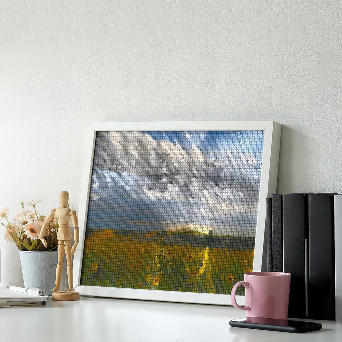 Design Diamond Painting 20"×16"(Horizontal) Sunflowers Lakeside II