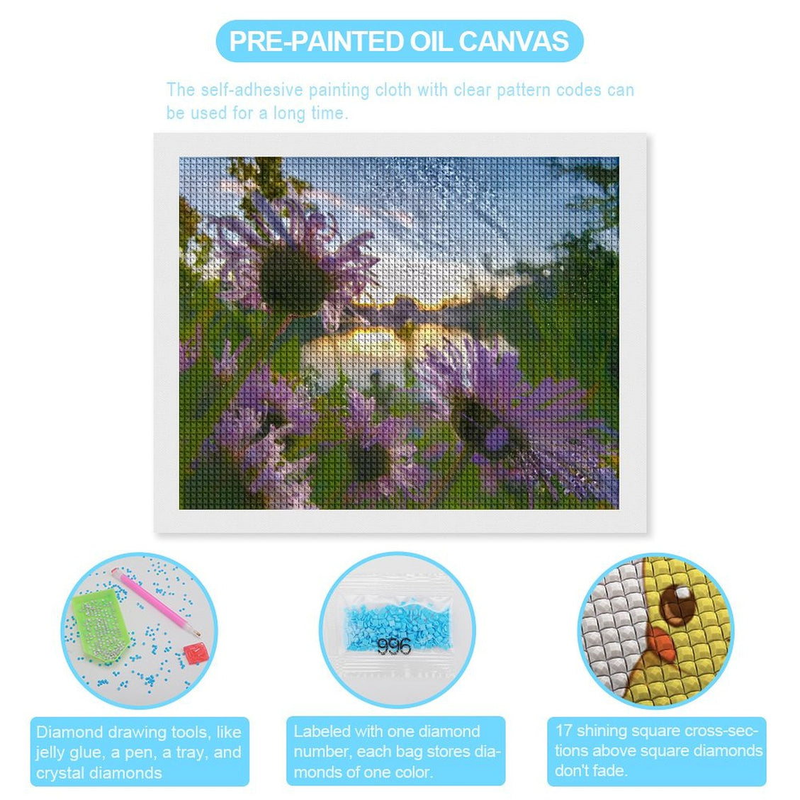 Design Diamond Painting 20"×16"(Horizontal) Asters Sylvan Lake