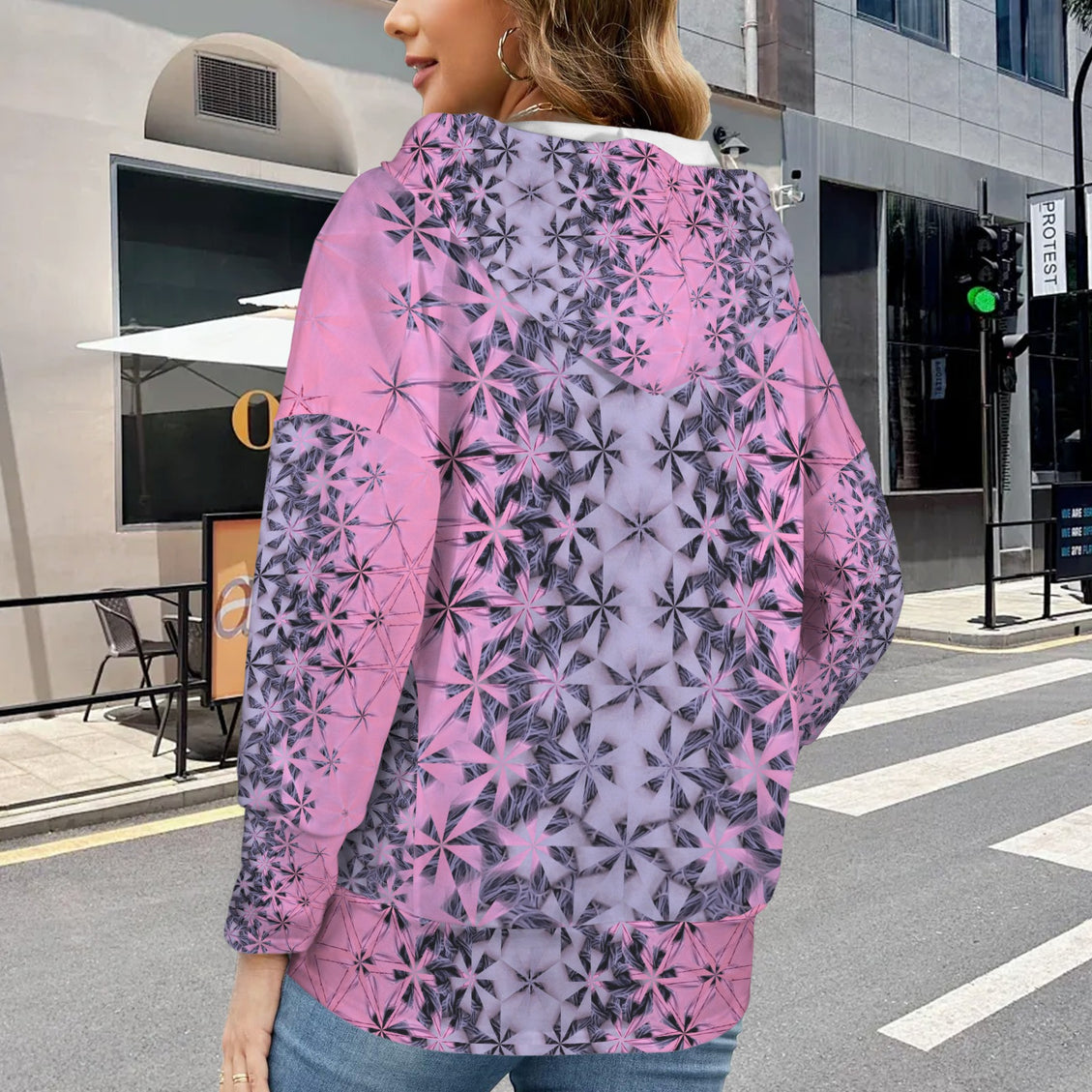 Hooded Pullover Summerville Sunset Pink and Lavendar