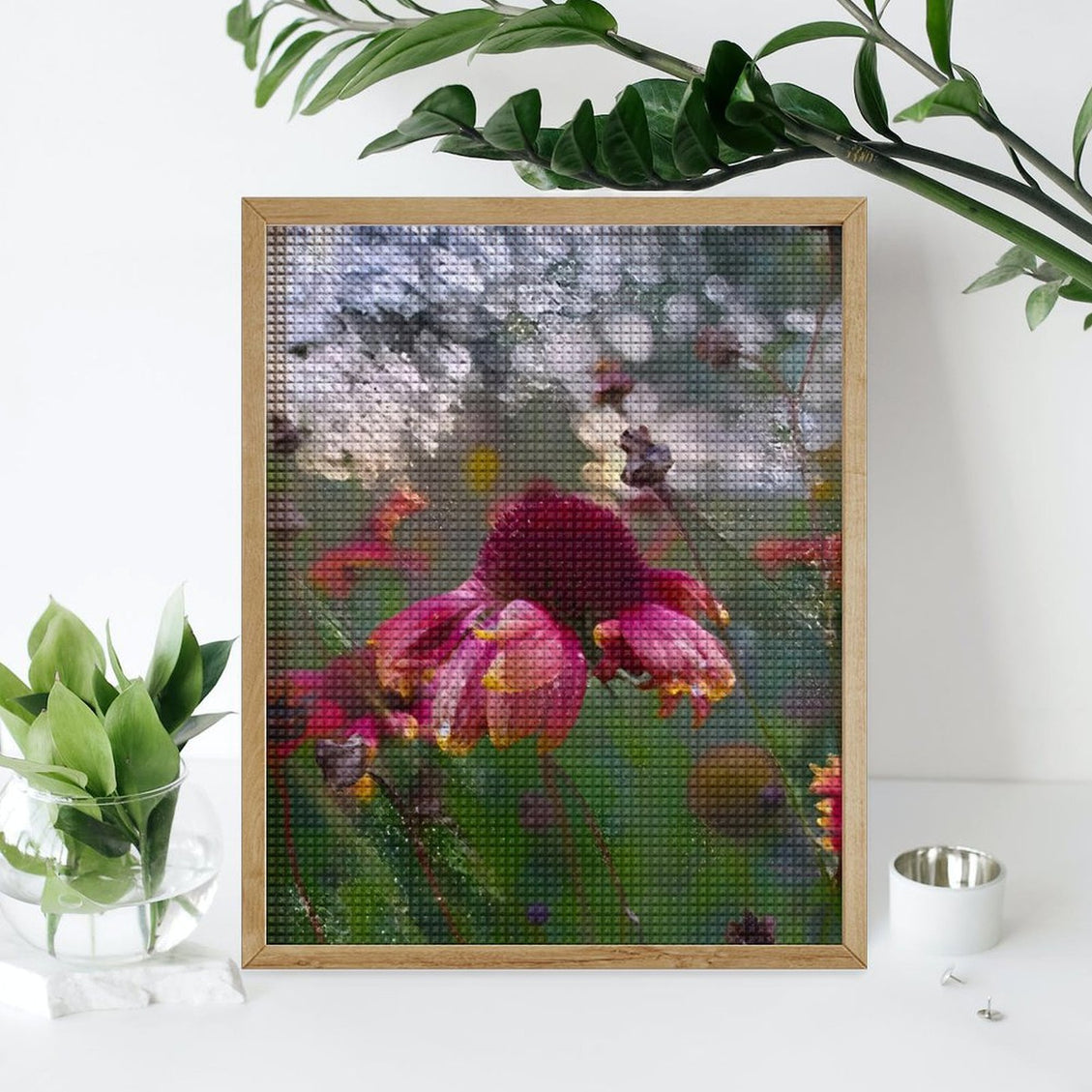 Design Diamond Painting 16"×20"(Vertical) Purple Coneflower on the Grand River