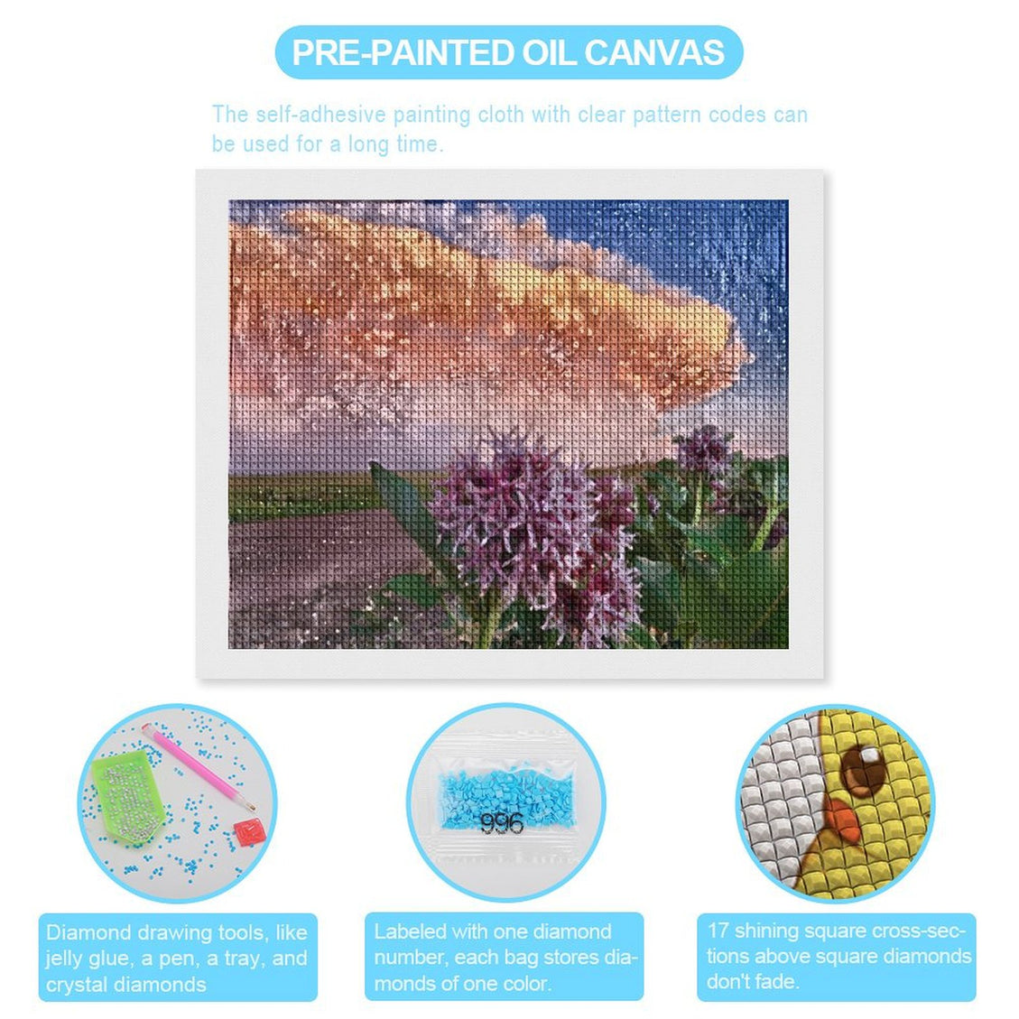 Design Diamond Painting 20"×16"(Horizontal) Thunderstorm on a Gravel Road