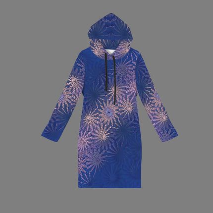 Hoodie Dress Indigo Copper Geometric