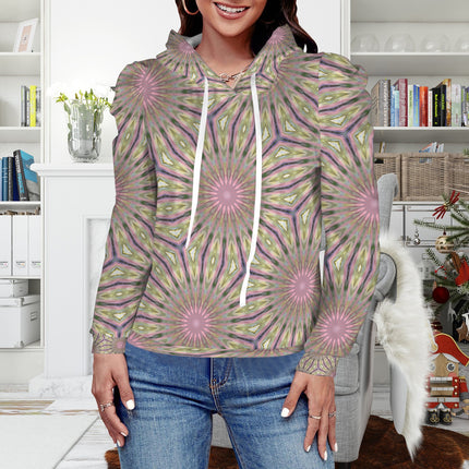 Puff Sleeve Hoodie Wildflowers Pink Swirl