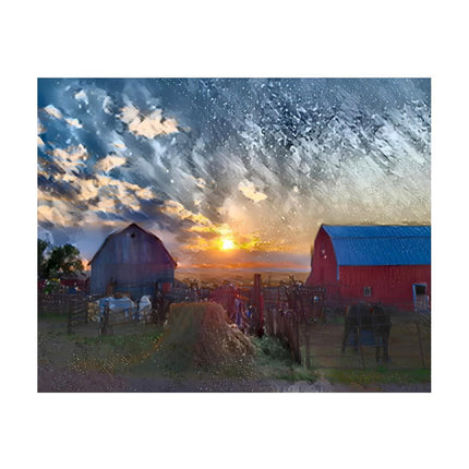 Design Diamond Painting 20"×16"(Horizontal) Sunset on a Farm II