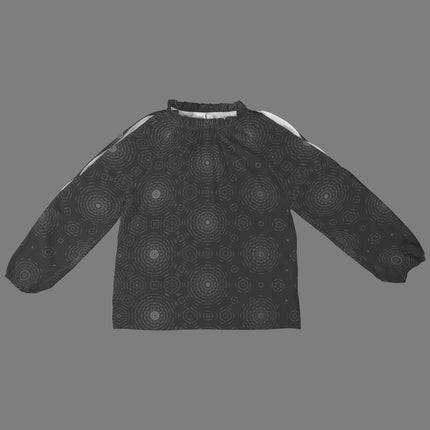 Long Slit Sleeve Blouse Charcoal Geometric