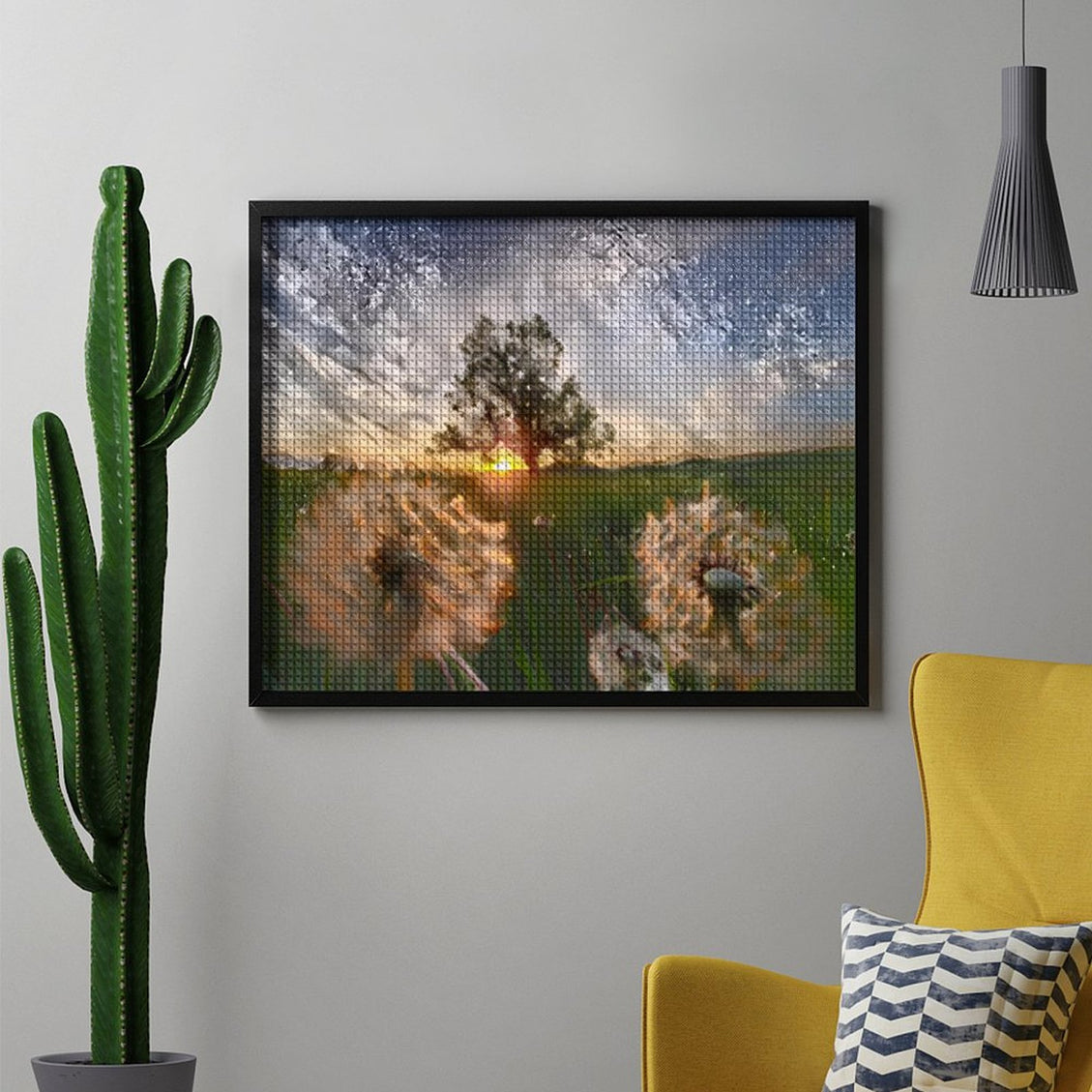 Design Diamond Painting 20"×16"(Horizontal) Dandelions at Sunset South Grand River