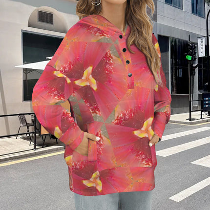 Hooded Pullover Pink Wildflowers