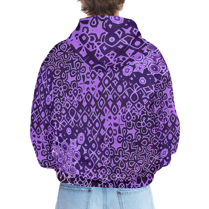 Men's Hoodie Black and Purple Abstract