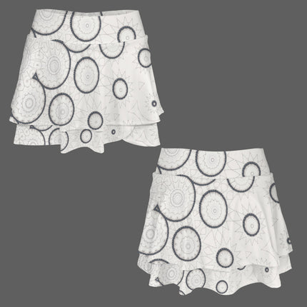 Ruffled Pocket Sports Skirt Black Lines Ivory