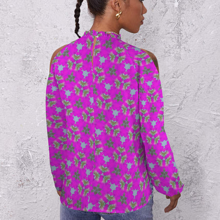 Long Slit Sleeve Blouse Fuchsia Floral
