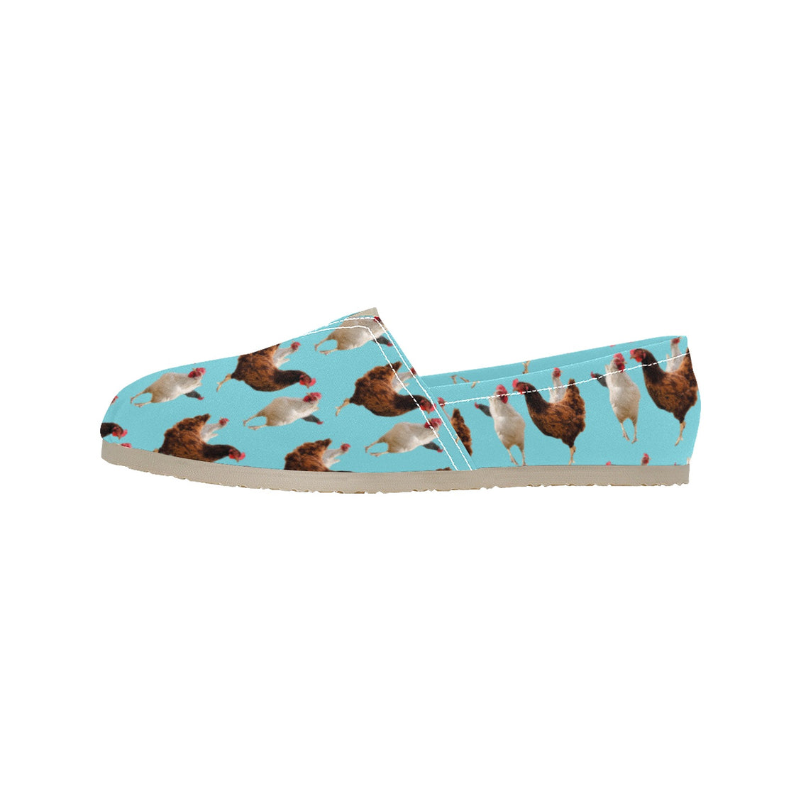Espadrilles Canvas Flock of Chickens Turquoise Women's Canvas Slip-On Shoes(Model1206)