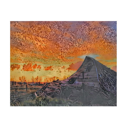 Design Diamond Painting 20"×16"(Horizontal) Fallen Barn at Sunset