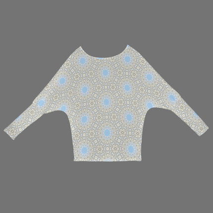 Batwing Long Sleeve Sweater Blue Dandelion Geometric