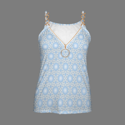 V Neck Chain Cami Blue Sky Dandelion