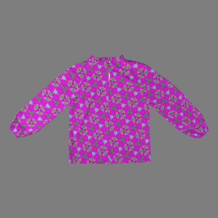 Long Slit Sleeve Blouse Fuchsia Floral