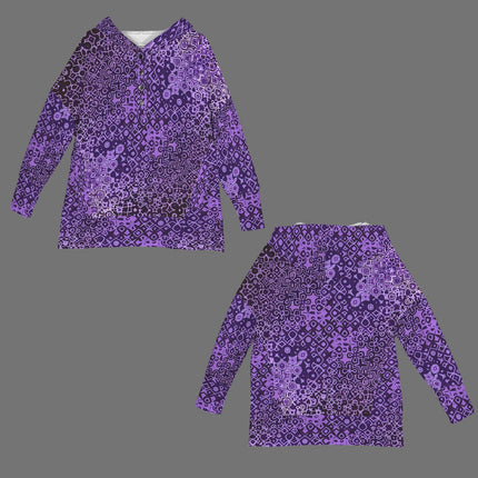 Hooded Pullover Purple Black Abstract