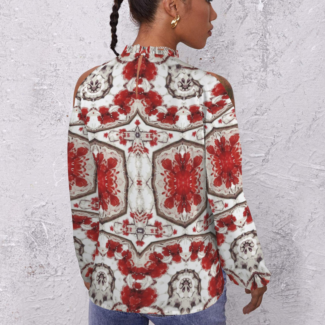 Long Slit Sleeve Blouse Buffalo Berries Red