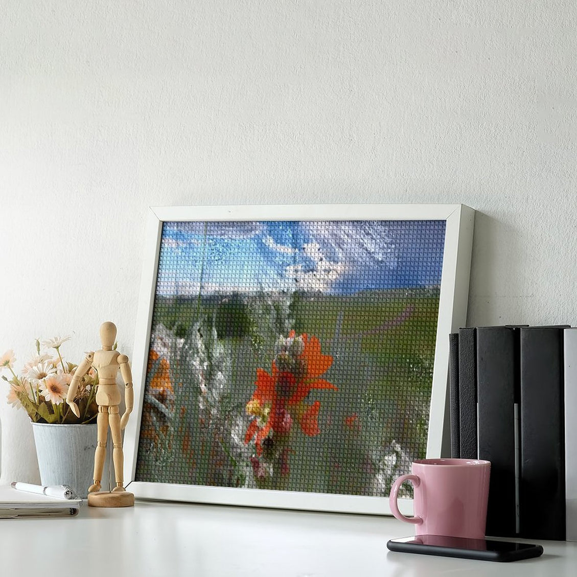 Design Diamond Painting 20"×16"(Horizontal) Globe Mallow on a Gravel Road