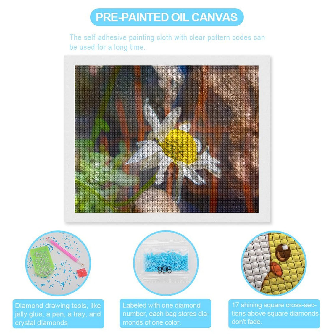 Design Diamond Painting 20"×16"(Horizontal) Daisy in Spearfish Canyon