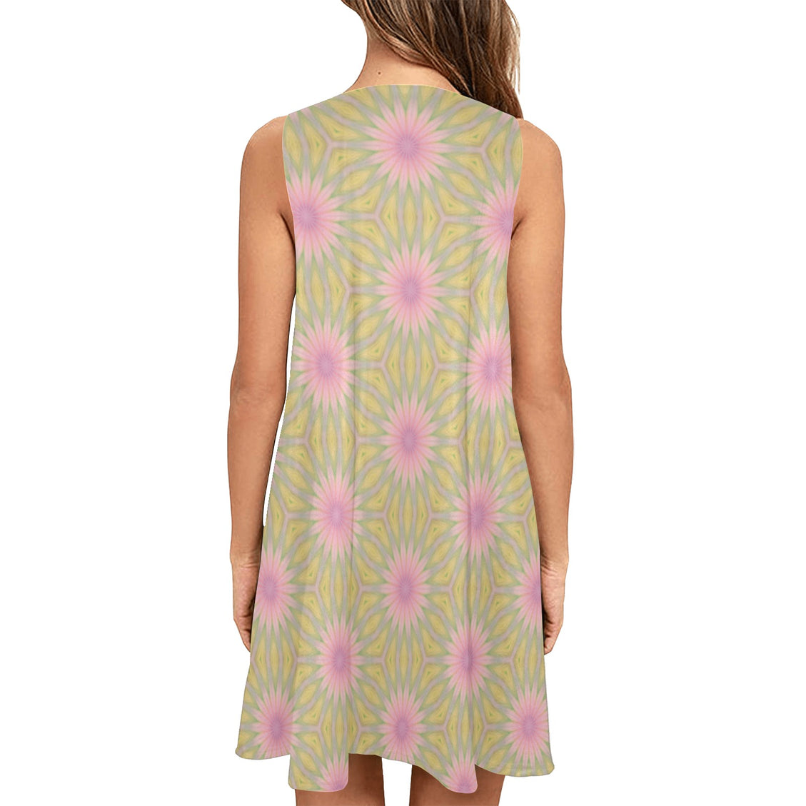 Tank Dress Pink Coneflowers Pink Green