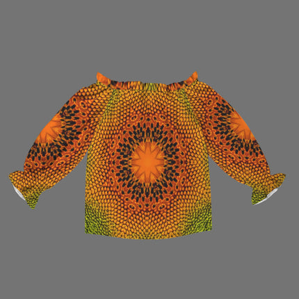 Off Shoulder Lantern Sleeve Blouse Sunflower Orange