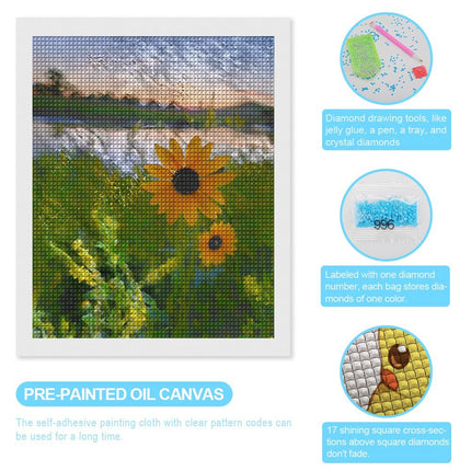 Design Diamond Painting 16"×20"(Vertical) Sunflowers South Grand River