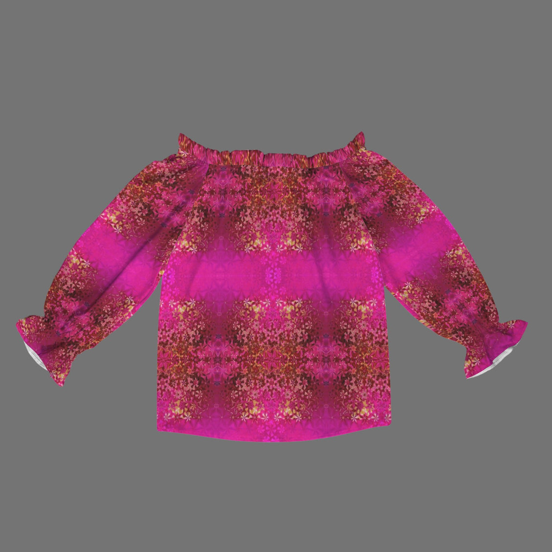 Off Shoulder Lantern Sleeve Blouse Orchids 10/31/2024