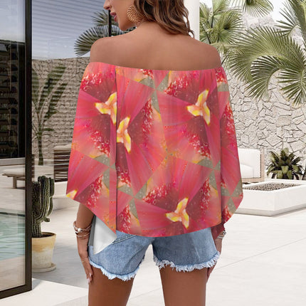 Trumpet Sleeve Blouse Pink Wildflowers