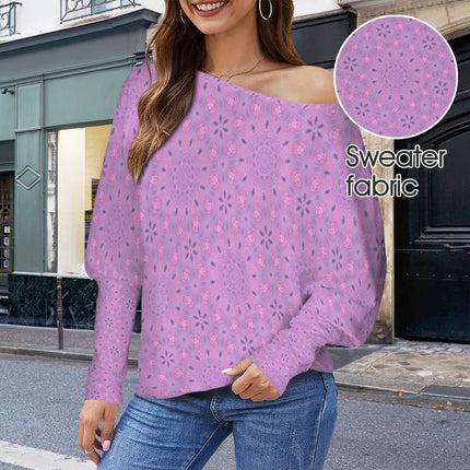 Batwing Long Sleeve Sweater Purple Flowers