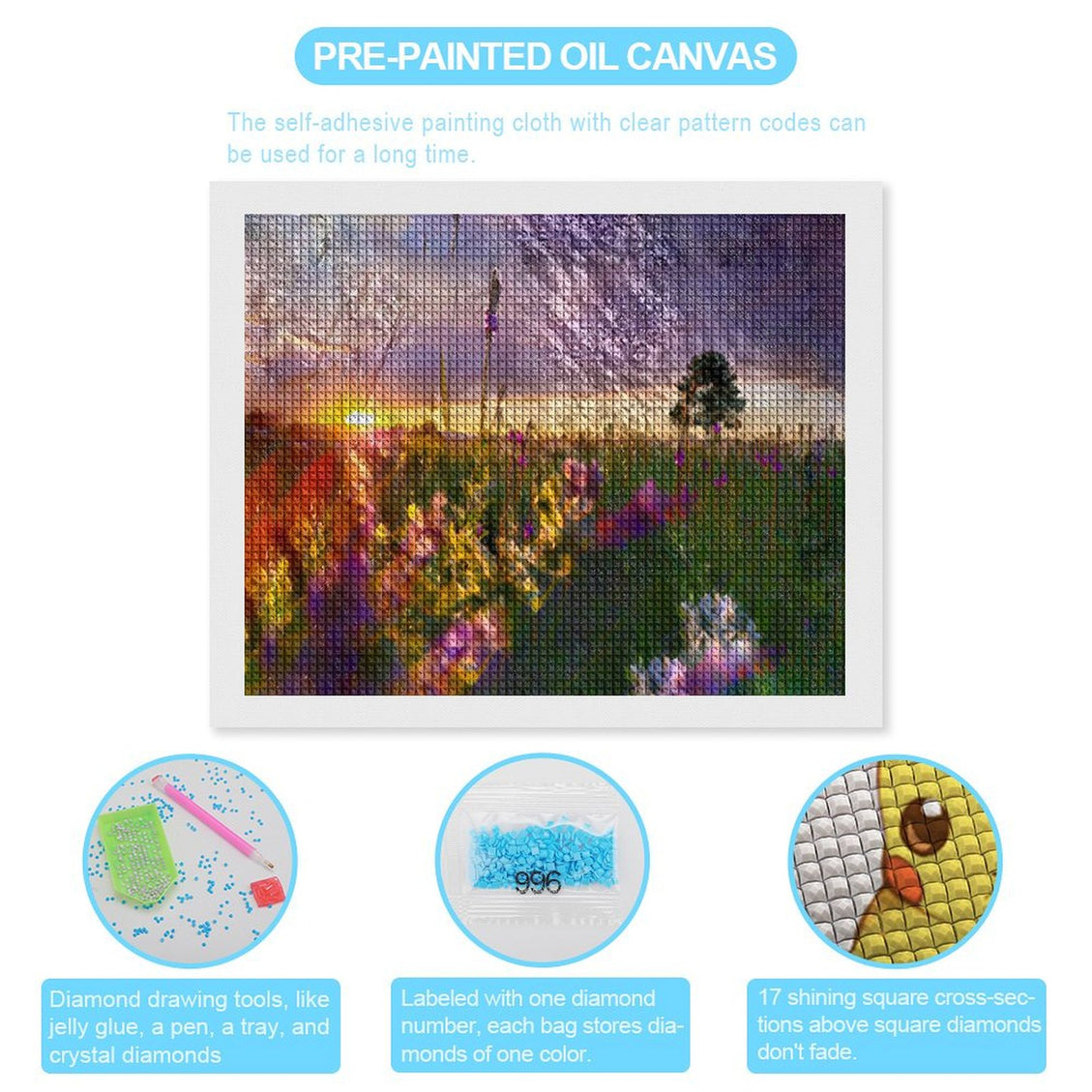 Design Diamond Painting 20"×16"(Horizontal) Sunset on Sheridan Lake Road
